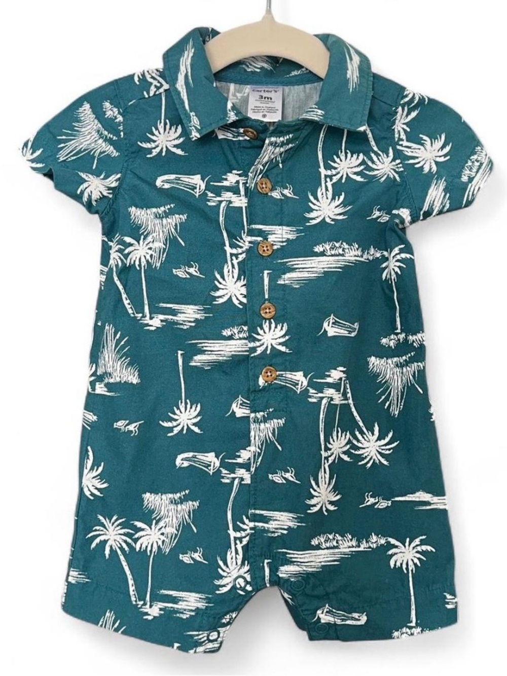 Carter's Tropical Palm Button-Front Romper